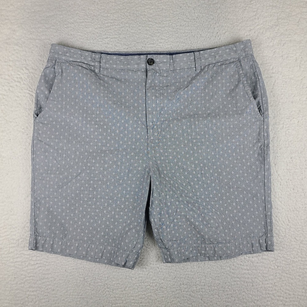 Johnston Murphy Shorts Mens 40 Gray Blue 8" Inseam Casual Pima Cotton Chino